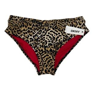 DKNY High Waist Classic Bikini Bottoms Jaguar Animal Print XXL New with Tags